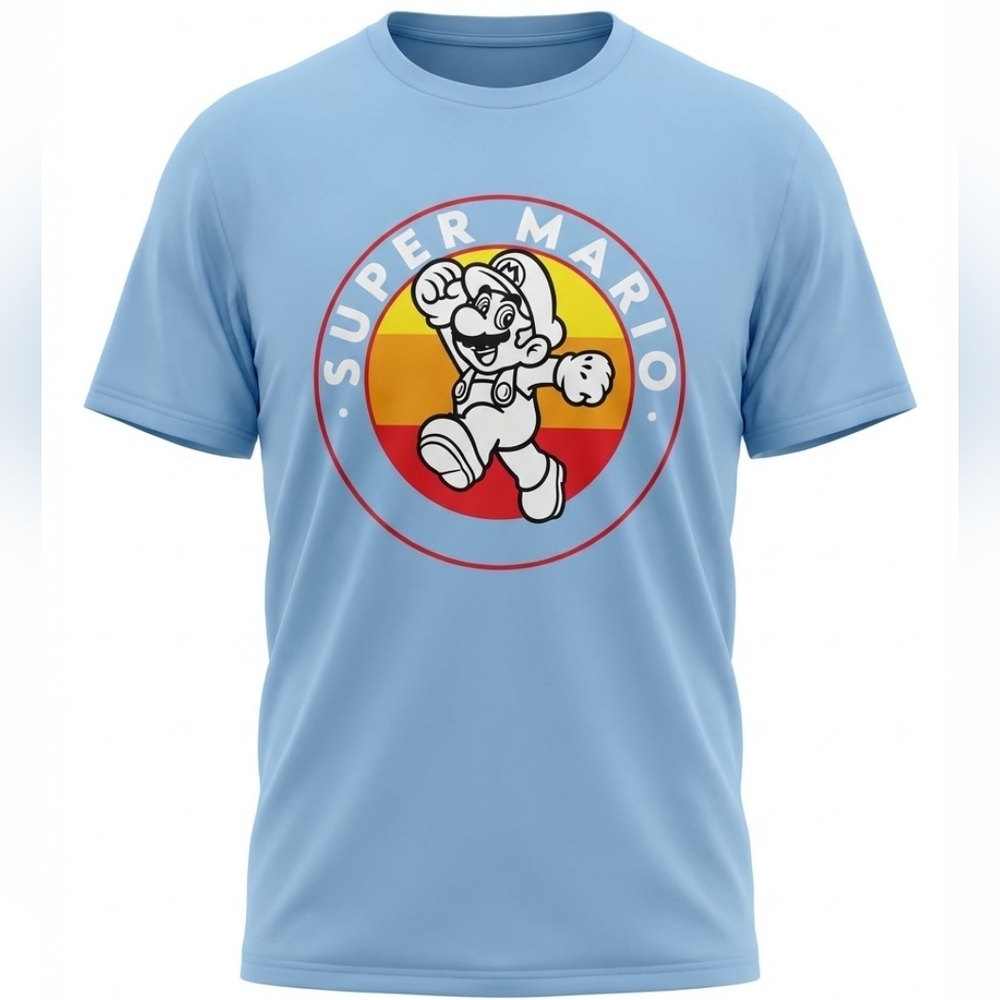 Nintendo Unisex Super Mario Light Blue Tee Size XL